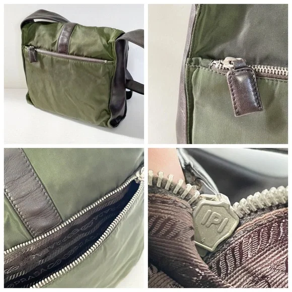 ❤️SOLD❤️Prada rare 90s brown nappa leather green Tessuto nylon shoulder bag - Picture 3 of 15